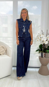 R049 Denim vest and pants set