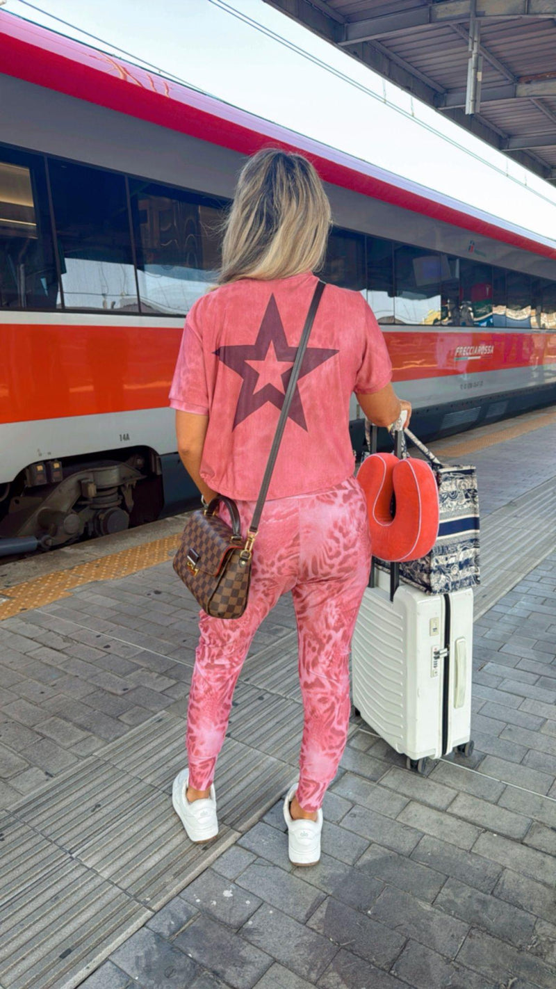1580 Leopard star print jacket and jogger set