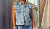 0588 Denim vest with button detail
