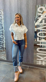 5690 Short sleeve embroidery shirt