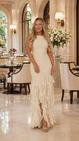 2742 Crochet ruffle hem dress