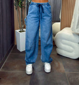 T486 Elastic waist strech denim pants