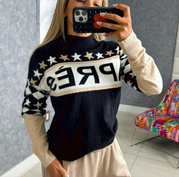 5253 Mock neck apres-ski sweater