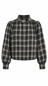 6120 Plaid blouse with mock neck