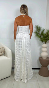 2446 Halter neck fringe maxi dress