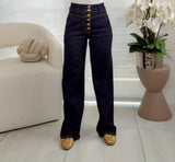 8957 Button detailed denim pants