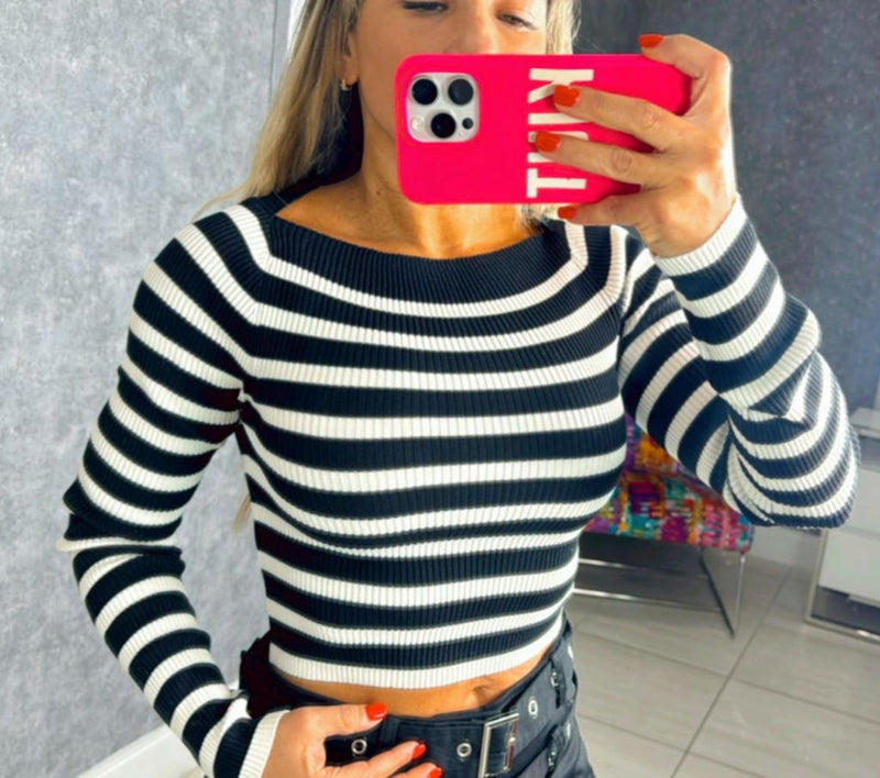 B25 Stripe boatneck top