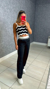 2439 Dressy pants with white waistband