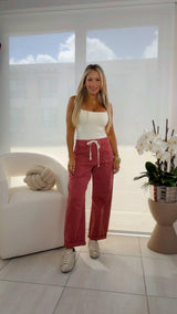 1142 High rise crop wide barrel cuffed pants