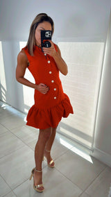 1653 Buttons bubble mini dress