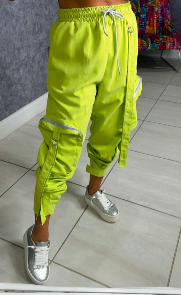3086 Cargo pants with silver zippers
