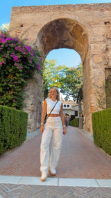 5114 Embroidered detail barrel pants