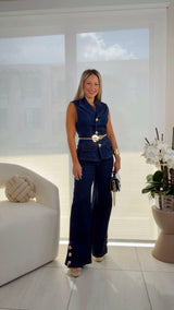 6319 Denim vest and pants set
