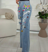 2069 Cool pins denim ripped pants