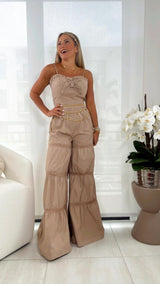 5054 Bow front wide leg jumpsuit