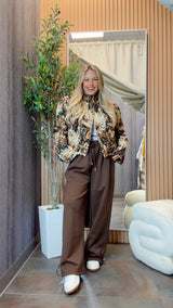 3353 Jacquard floral bomber jacket