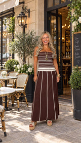 0683 Drop waist striped sweater dress