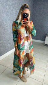 1195 Tropical leaves print cardigan