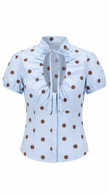 7752 Dot tie-front blouse
