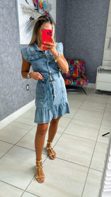 5101 Button front washed denim dress