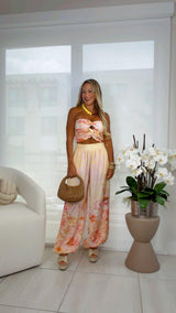 0030 Printed strapless top and pants set