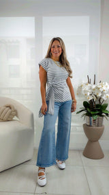 6689 Side tie crewneck Tee - Stripe