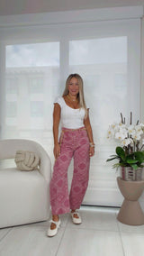 2548 Paisley printed denim pants