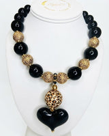 N1279 Candy Heart animal print Necklace
