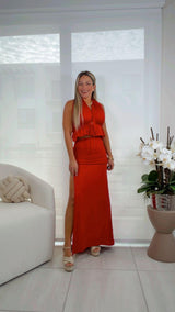 4171 Drapped top and skirt set