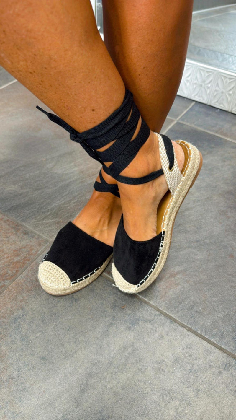 I03 Santorini leg wrap suede espadrilles