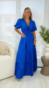 2573 Solid woven maxi dress