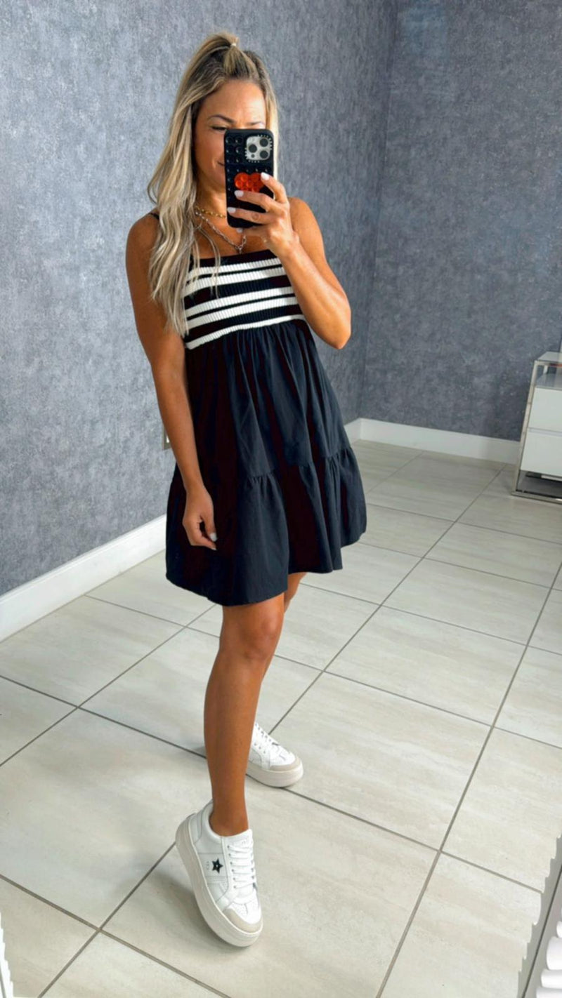 4638 Mixed media stripe mini dress