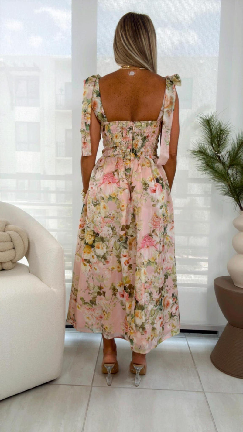 1780 Powder flower midi dress