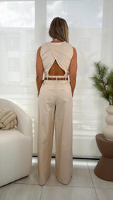 1597 Jumpsuit V-neckline with belt