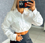 6962 Crop shirt with black detail