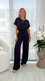 0021 Top and wide leg pants set