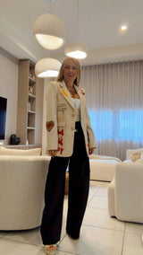 1618 Bold embroidered patchwork blazer