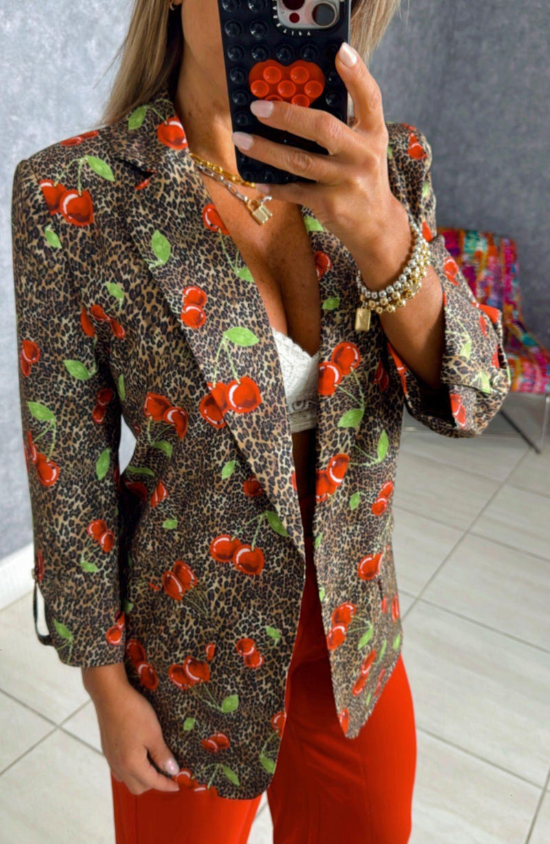 0018 Cherry graphic button jacket