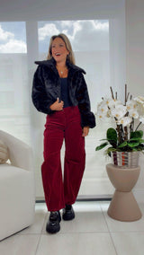 Y500 Bunny cropped faux fur coat jacket