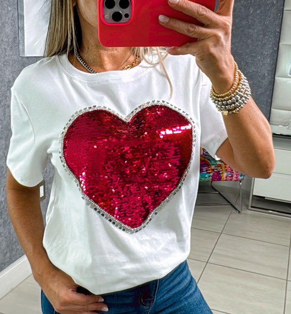 4783 Sequin heart T-shirt