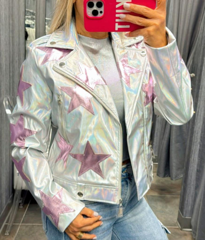 3306 Iridescent stars leather vegan jacket