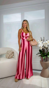 1943 Striped print tie back jumpsuit kiut