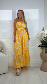 4793 Floral one shoulder maxi dress