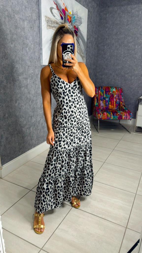 2207 Leopard print long dress