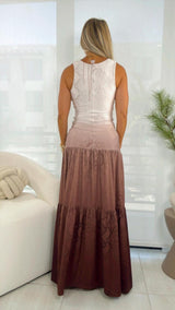 1552 Gradient snake print open front maxi dress