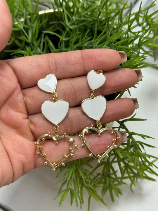DL35 Corazones triples earrings