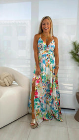 8941 Aquarela printed maxi dress