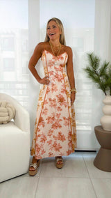 2563 Printed woven midi dress with cami top