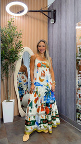 5635 Paradise print maxi dress