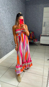 2139 Colorful strapless dress